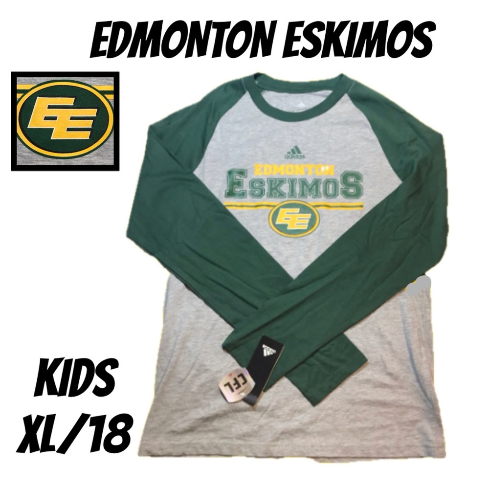 NWT ADIDAS EDMONTON ESKIMOS CFL FOOTBALL BASEBALL STYLE T-SHIRT SIZE XL/…